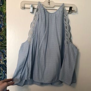 Powder blue lacy tank top